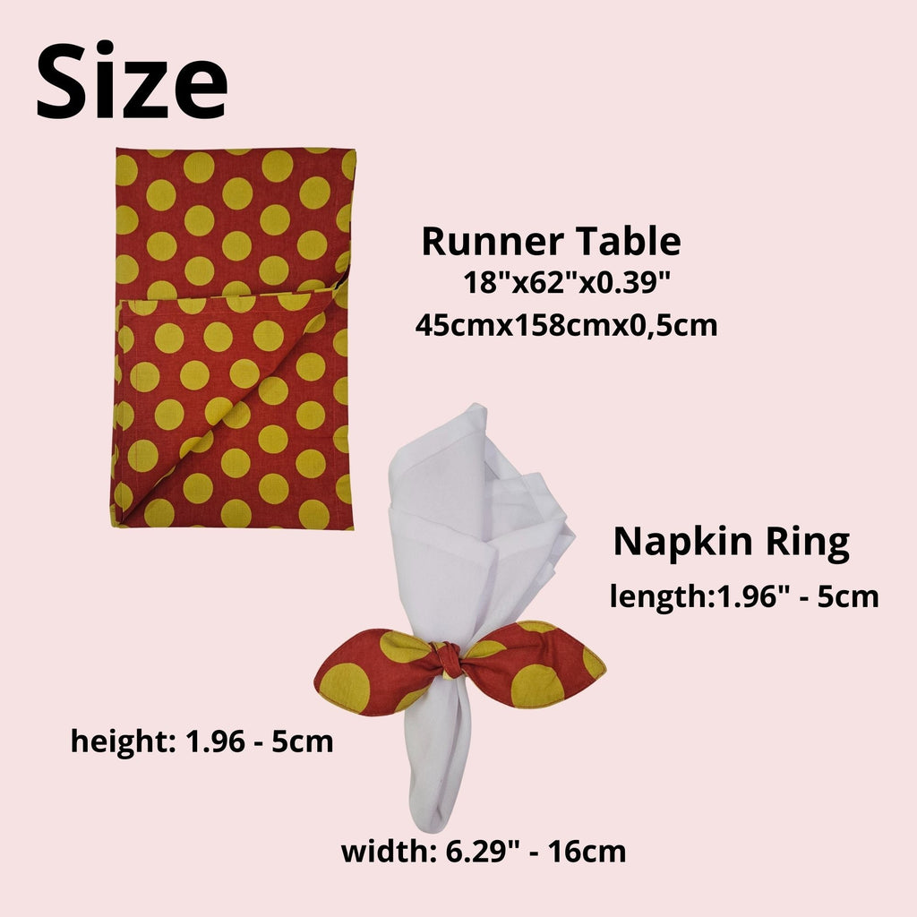 Maison Charlo | Table Runner & Ties Napkin Rings Kits Red & Gold Dot Polka for Christmas, Easter, Valentine's, Mother's Day-4