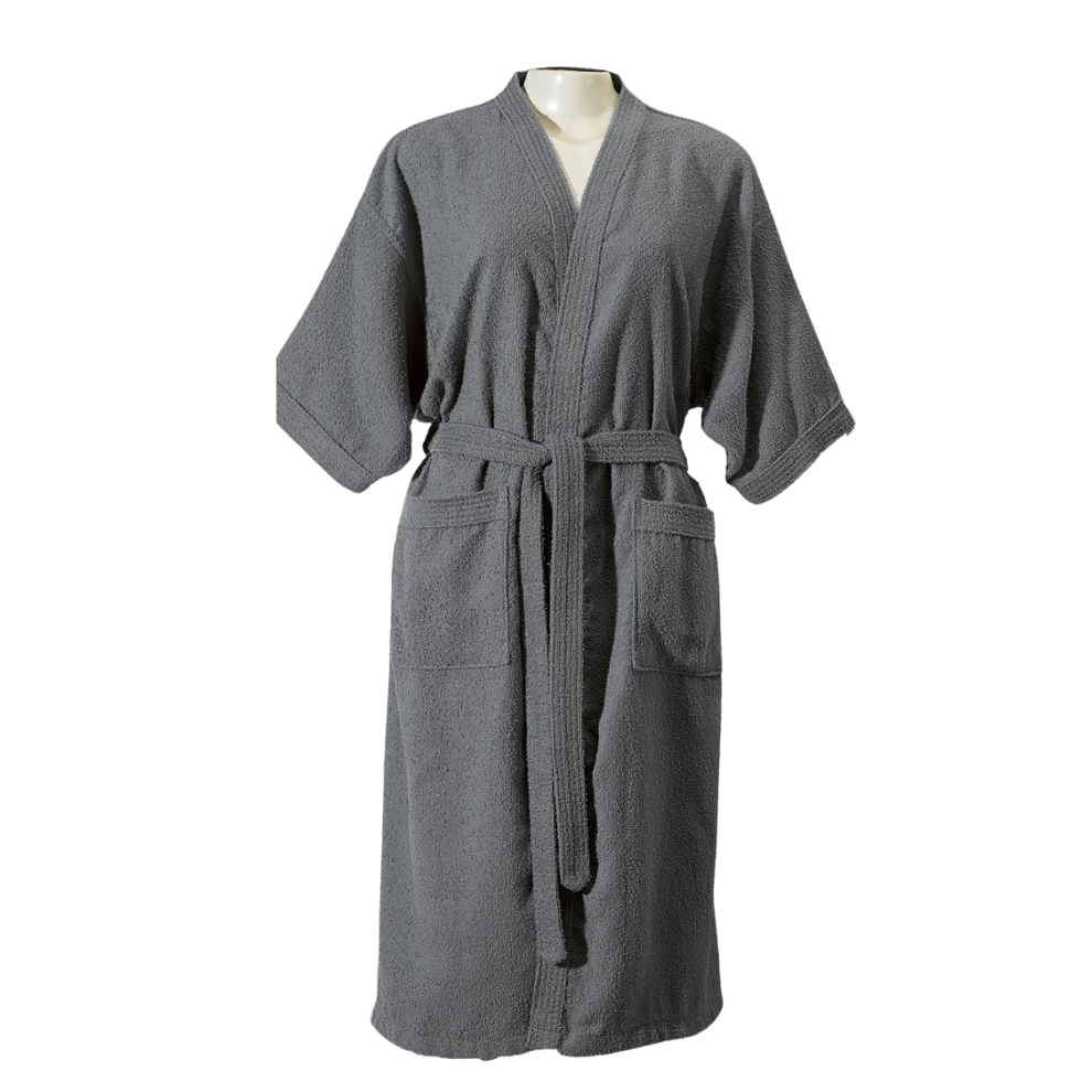 Adult Terry Cotton Bathrobe 39.4 x 21.3 in – 100% Cotton Soft Absorbent Robe One Size-3