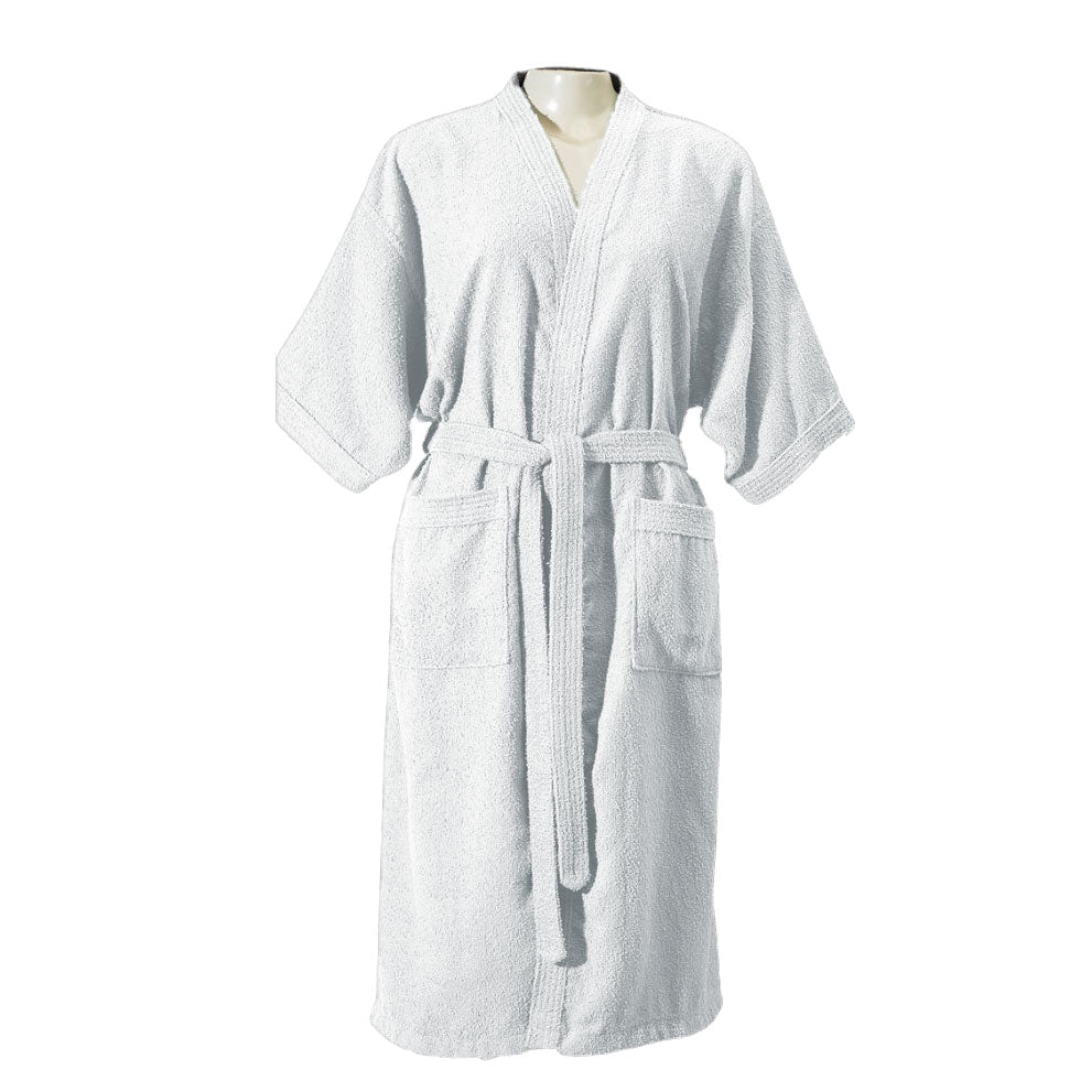 Adult Terry Cotton Bathrobe 39.4 x 21.3 in – 100% Cotton Soft Absorbent Robe One Size-1