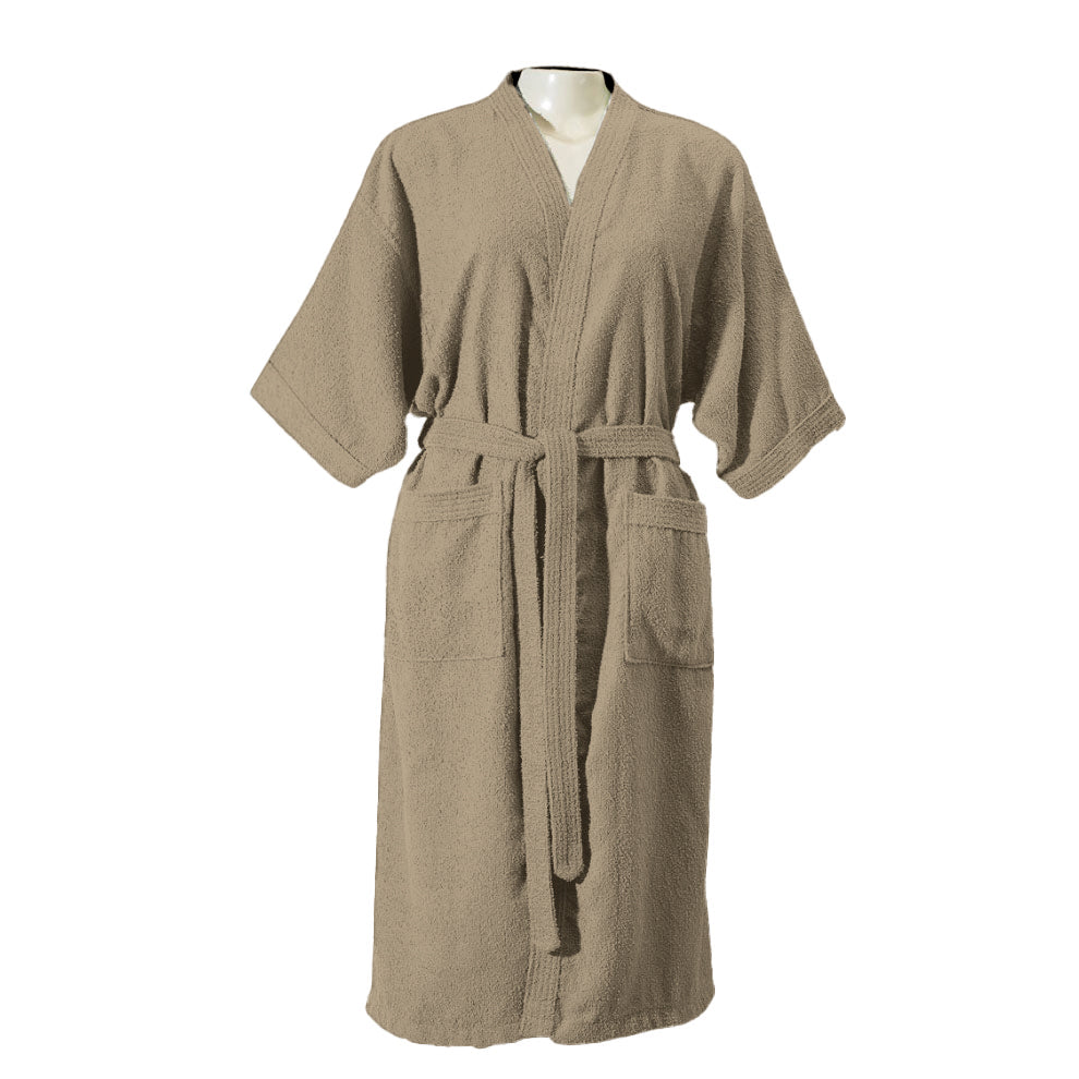 Adult Terry Cotton Bathrobe 39.4 x 21.3 in – 100% Cotton Soft Absorbent Robe One Size-2