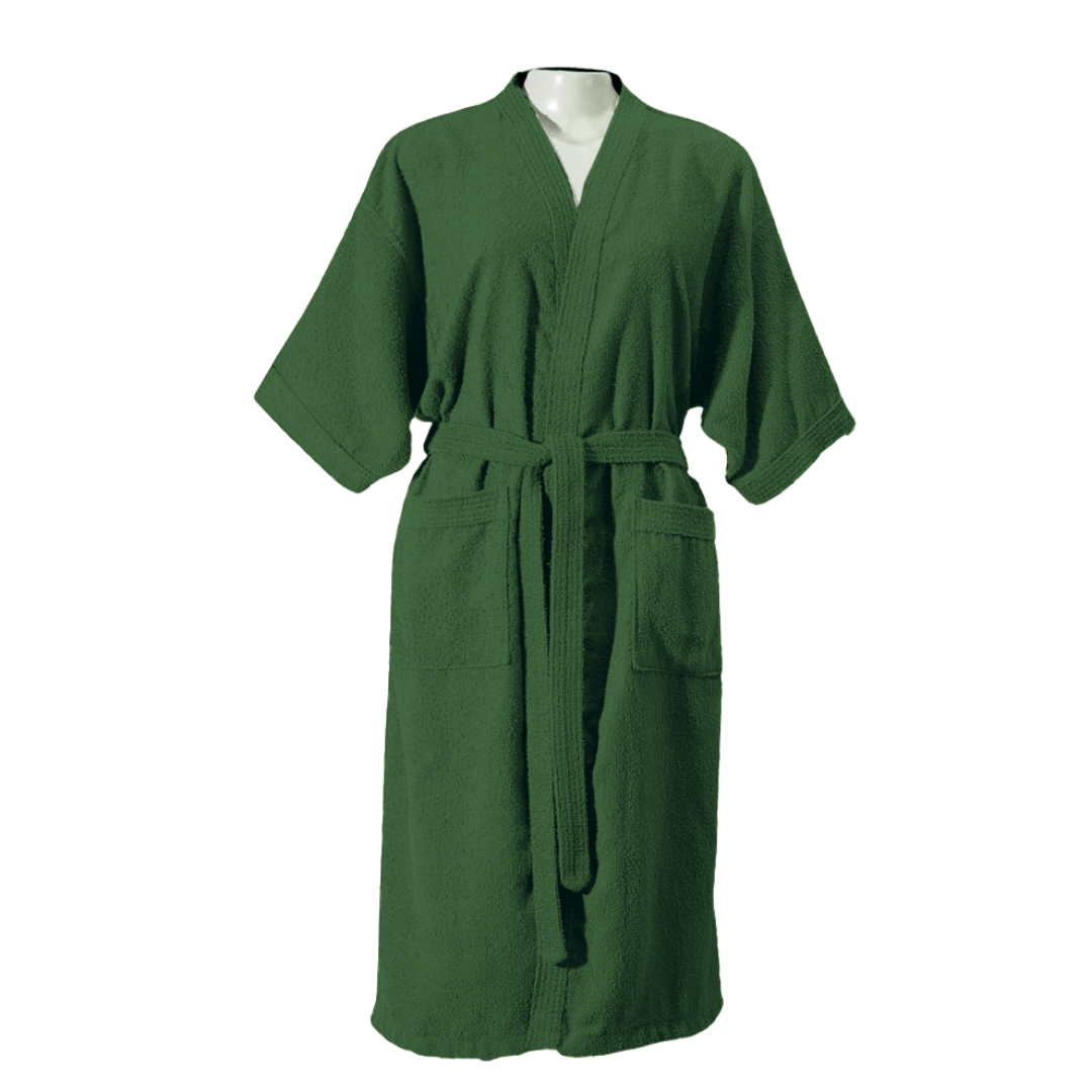 Adult Terry Cotton Bathrobe 39.4 x 21.3 in – 100% Cotton Soft Absorbent Robe One Size-4
